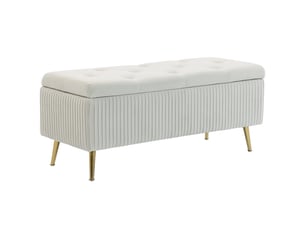 Banc coffre de rangement capitonné en tissu aspect velours 110 x 44,5 x 46 cm