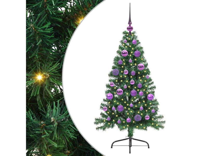 Sapin de noël artificiel, arbre de noël pré-éclairé vert 120 cm pvc shl5008 - Conforama A