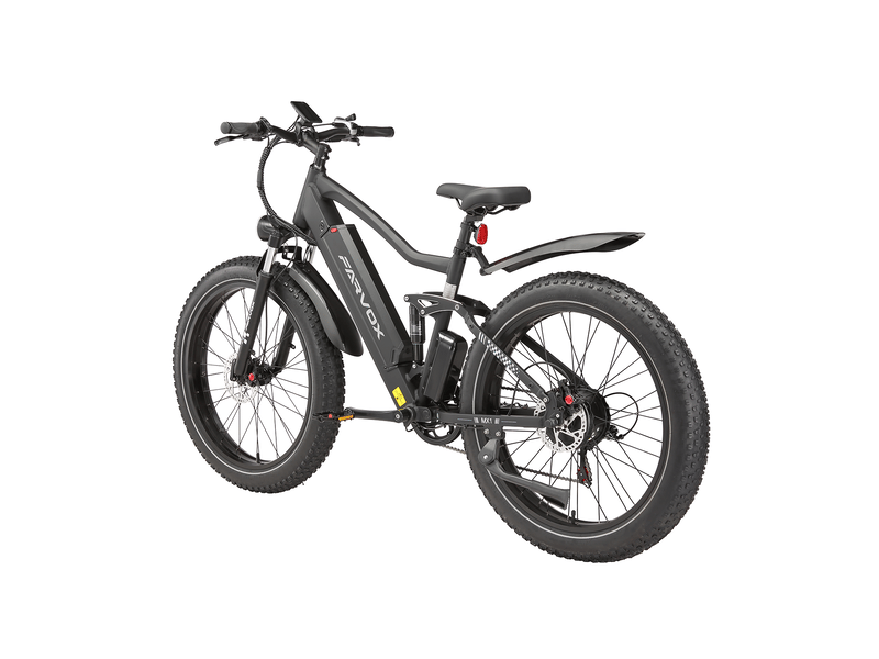 Vélo électrique farvox mx1, fatbike 26, 624 wh, double suspension, noir et bleu - Conforama E