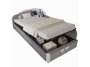 Lit coffre 90x200 cm <strong>OKWISH</strong> <strong></strong> coloris gris