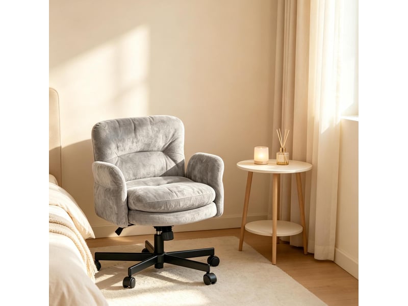  Chaise de bureau pivotante 360° réglable en hauteur avec accoudoirs evryae  - Conforama D