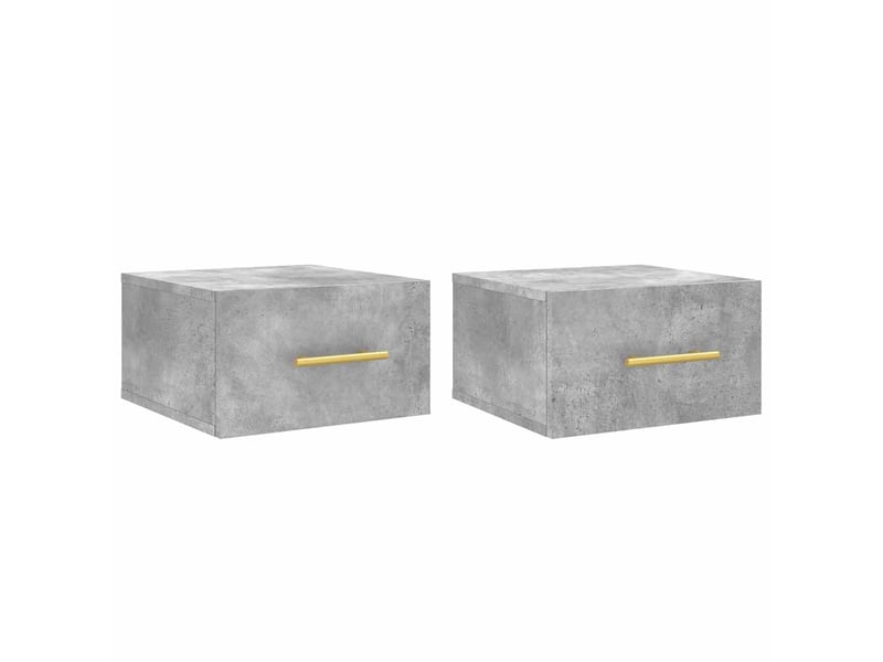  Lot de 2 table de chevet murales, table d'appoint gris béton 35x35x20 cm shl4266  - Conforama A