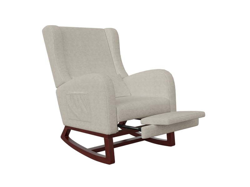  Fauteuil relax manuel tissu avec repose-pieds beige  - Conforama A