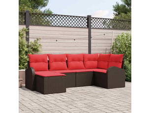 Ensemble de canapés 6 pc marron et rouge polyrotin cf22773