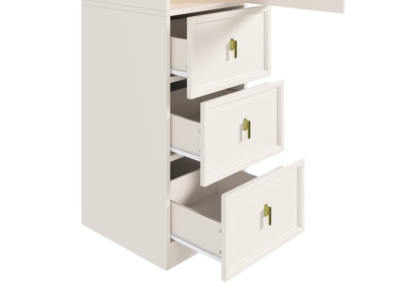  Armoire penderie étroite blanche 45x48x200 cm avec éclairage led, 1 porte en verre cannelé et 3 tiroirs  - Conforama W