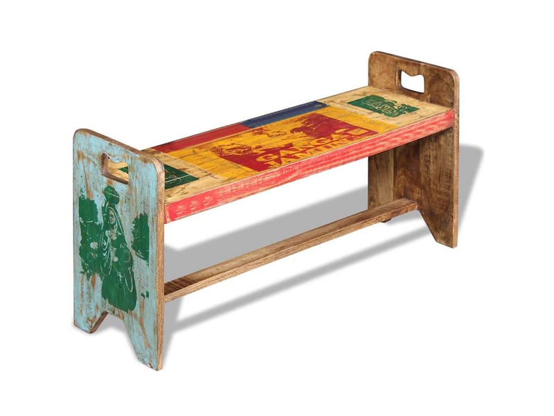  Banc d'entrée, banc d'intérieur bois massif recyclé 100x30x50 cm  - Conforama E