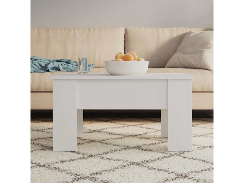  Table basse - table de salon - table à thé blanc 79x49x41 cm bois d'ingénierie  - Conforama B