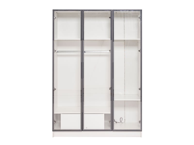  Armoire penderie 3 portes en verre 1 tiroir avec led blanc 110x50x160 cm 325239240241AAZ - Conforama A