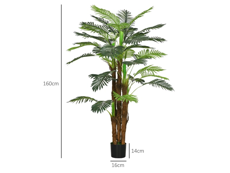  Palme artificielle, 160 cm plante verte avec 36 branches, plante d'intérieur, arbre en plastique, déco pour intérieur et extérieur, vert  - Conforama D