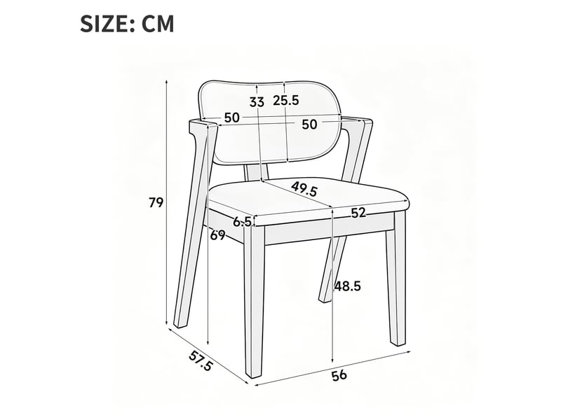  Lot de 2 chaises de salle à manger 56x57,5x79 cm avec accoudoirs en bois, coloris noyer et beige avoine  - Conforama C