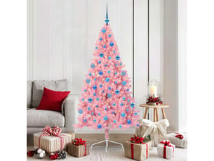 Sapin de noël, arbre de noël artificiel pré-éclairé rose 180 cm pvc cf61371