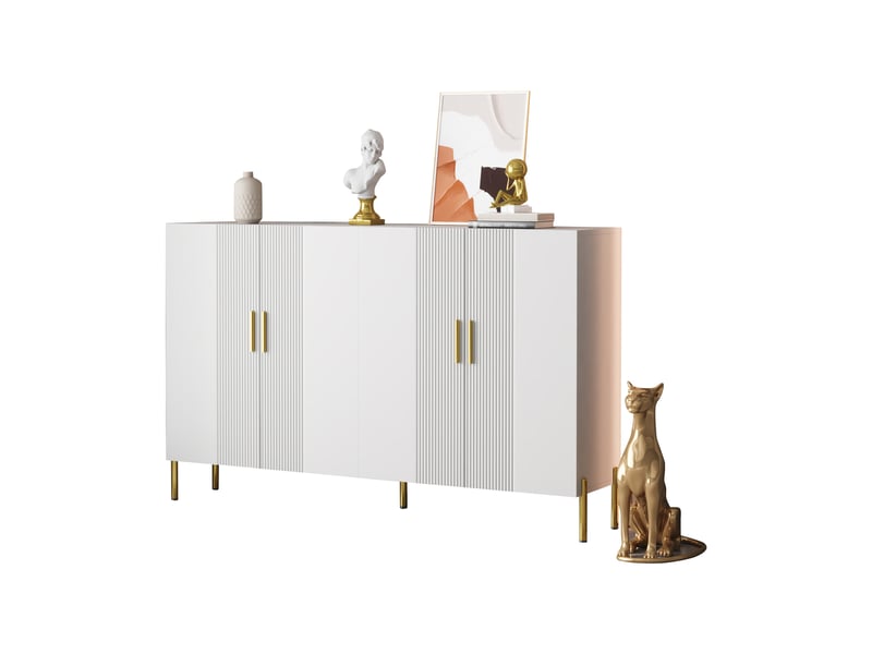  Buffet et enfilade avec 4 portes et 4 étagères réglables en panneau de particules pour salle à manger 160×35×100 cm  - Conforama A