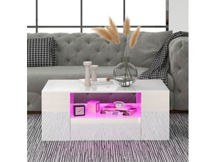 Table basse rectangulaire coloris blanc <strong>ELVMI</strong> <strong></strong> - 53 cmx95 cm
