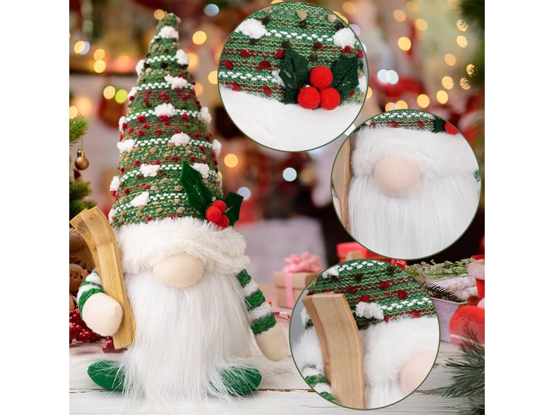  Traîneau gnome de noel lot de 2 deco noël gnome peluche avec la lumière  - Conforama C
