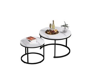 Table basse rond(e) coloris blanc <strong></strong> <strong></strong> - 50 cmx45.5 cm