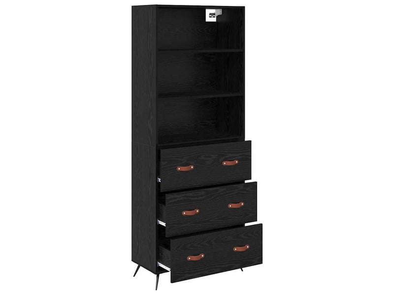  Buffet - haut armoire chêne noir 69,5 x 34 x 180 cm bois d'ingénierie  - Conforama E