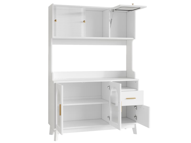  Buffet haut blanc avec rangement, prises usb-cusb-a, prise intégrée, meuble salle à manger 120x40x178 cm  - Conforama D