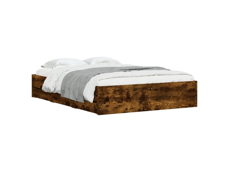  Lit double- lit adulte -  cadre de lit avec tiroirs sans matelas chêne fumé 120x190 cm  - Conforama B