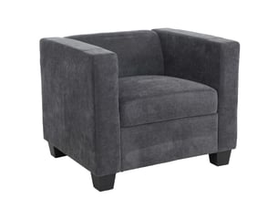 Fauteuil lille, fauteuil de salon, fauteuil rembourréde cocktail, suspension nosag, tissuchenille (260 gm²) - gris foncé