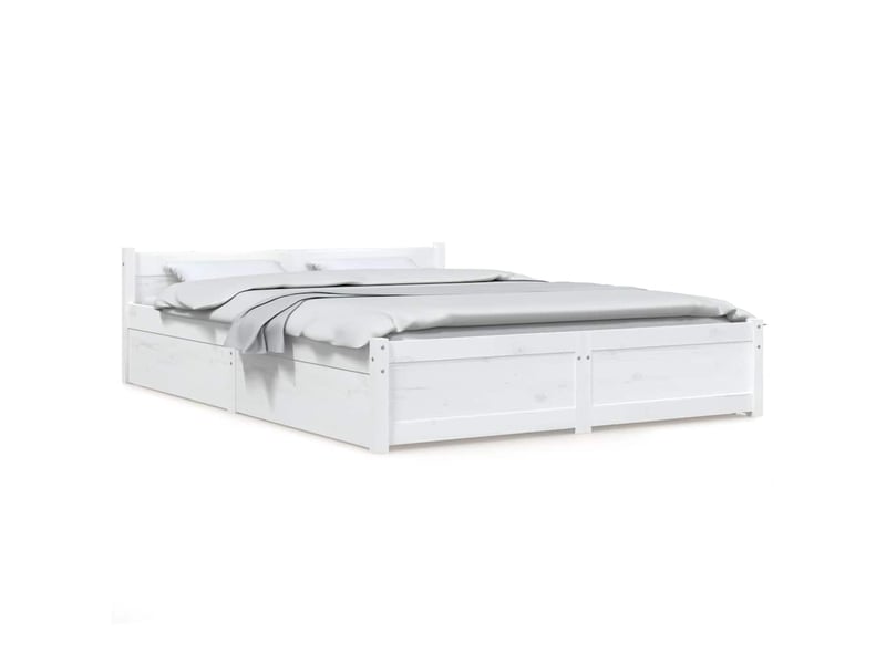 Lit double- lit adulte - cadre de lit sans matelas avec tiroirs blanc - Conforama A