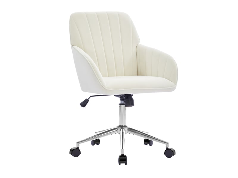  Chaise de bureau pivotante avec hauteur réglable - lpospi - dossier ergonomique, velours - blanc  - Conforama A