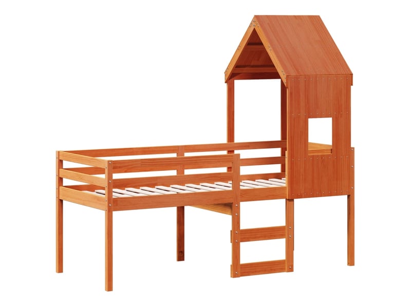 Lit simple- lit adulte - lit haut sans matelas marron 80x200 cm bois de pin massif - Conforama B
