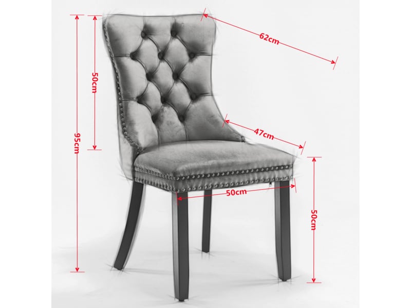  Lot de 2 chaises de salle à manger en velours gris et doré, pieds réglables  - Conforama E