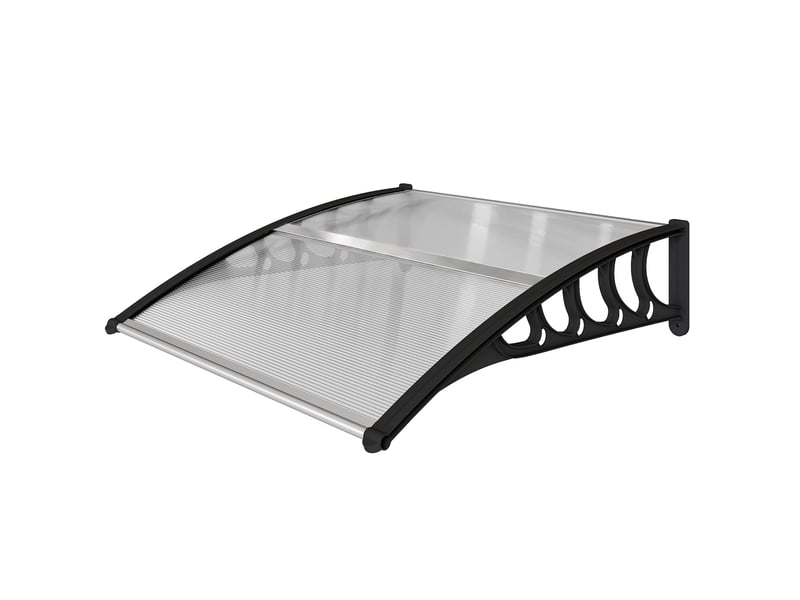  Auvent extérieur en polycarbonate transparent pour portes et fenêtres, 103 x 96,5 x 27 cm, transparent  - Conforama B