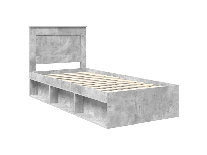  Lit simple- lit adulte -  cadre de lit avec tiroir uni gris béton 100 x 200 cm pin massif  - Conforama C