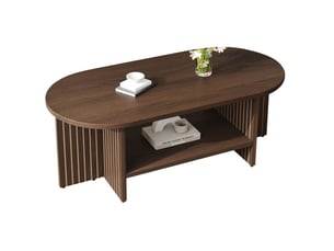 Table basse ovale coloris bois foncé <strong>MODFU</strong> <strong></strong> - 49 cmx100 cm
