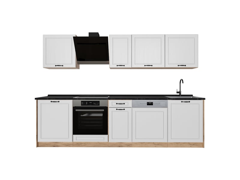 Vicco cuisine, blanc campagnechêne doré, 280cm plan de travail anthracite - Conforama A