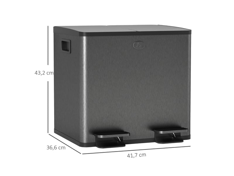  Poubelle de tri 2 x 15 l 41,7 x 36,6 x 43,2 cm noire  - Conforama C