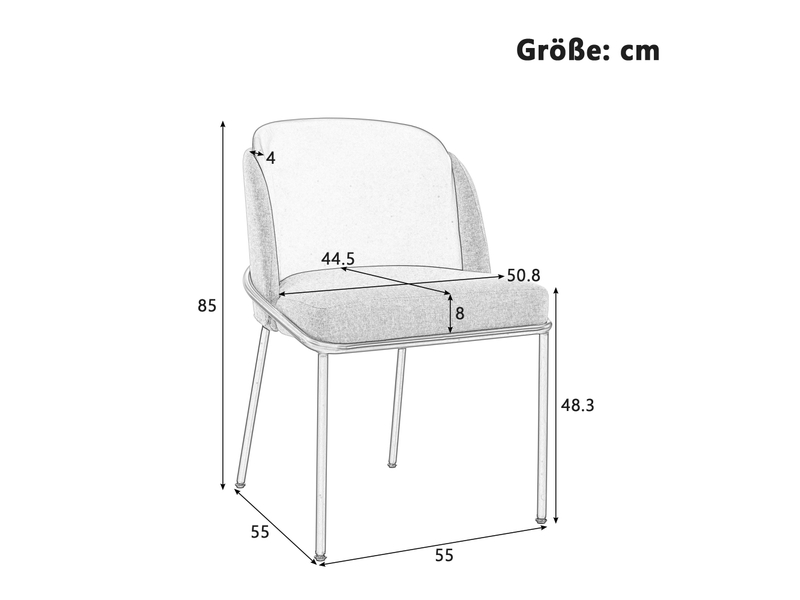  Lot de 4 chaises de salle à manger en similicuir beige et kaki, dossier ergonomique, pieds inclinés en métal, patins réglables, charge 150 kg  - Conforama E