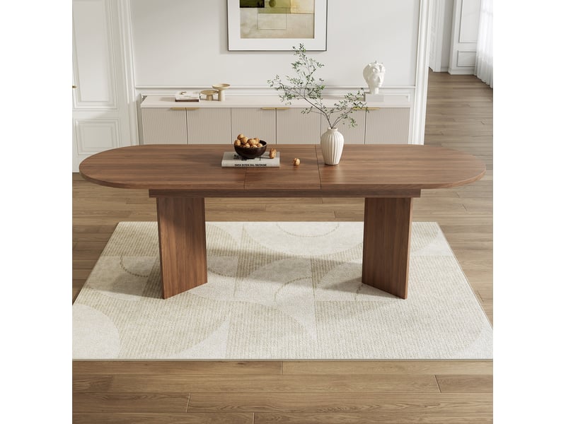  Table à manger extensible 180x90 cm, angles arrondis, plateau épais, mdf, noyer  - Conforama E