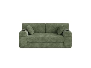 Canapé droit convertible 2 places 168 x 80 x 81 cm avec dossier haut, 2 porte-gobelets et 4 poches latérales, velours côtelé, vert