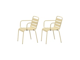 Lot de 2 chaises de jardin en métal crème avec accoudoirs - baca