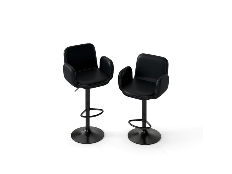  Lot de 2 tabourets de bar pivotants réglables 52 x 55 x 89-110 cm confort ergonomique moderne en cuir artificiel noir 20_0018121  - Conforama A
