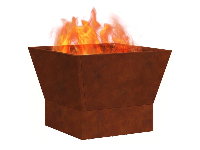 Brasero exterieur, foyer camping rouillé 40x40x35 cm acier patiné - Conforama C
