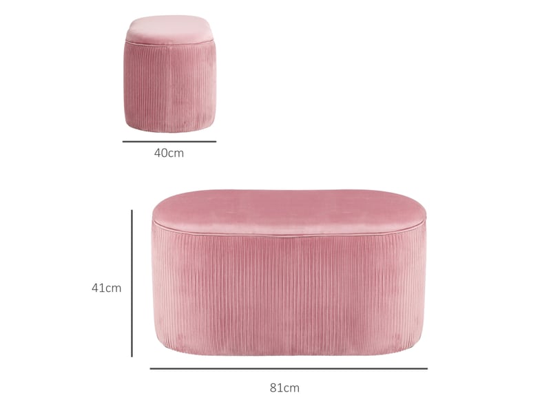  Banc coffre tcqpz rose style rétro en polyester aspect velours 81 x 40 x 41 cm  - Conforama C