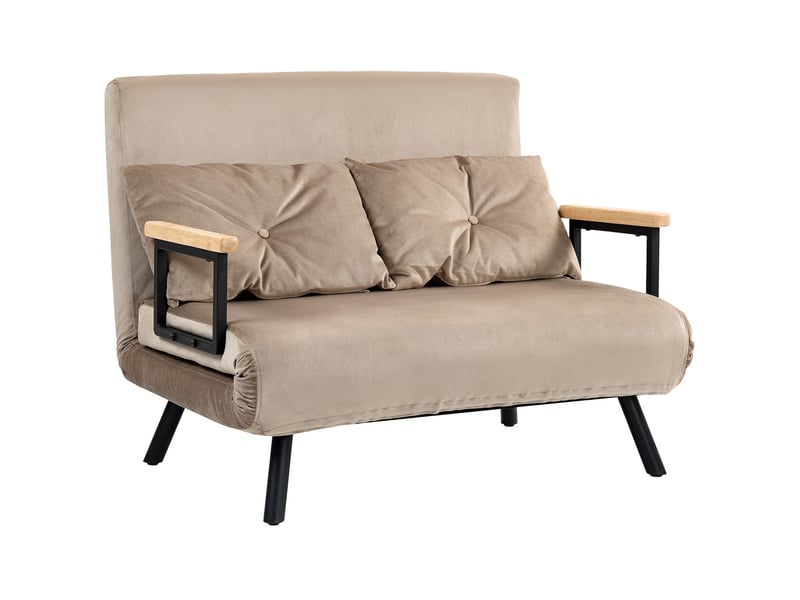  Canapé convertible 2 places marron clair, aspect velours, dossier réglable, 102 x 73 x 81 cm  - Conforama A