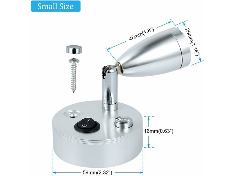  Lot de 2 lampes de lecture à spot led 12v, 3000k, 3w lumière chaude (argent) - rw  - Conforama B