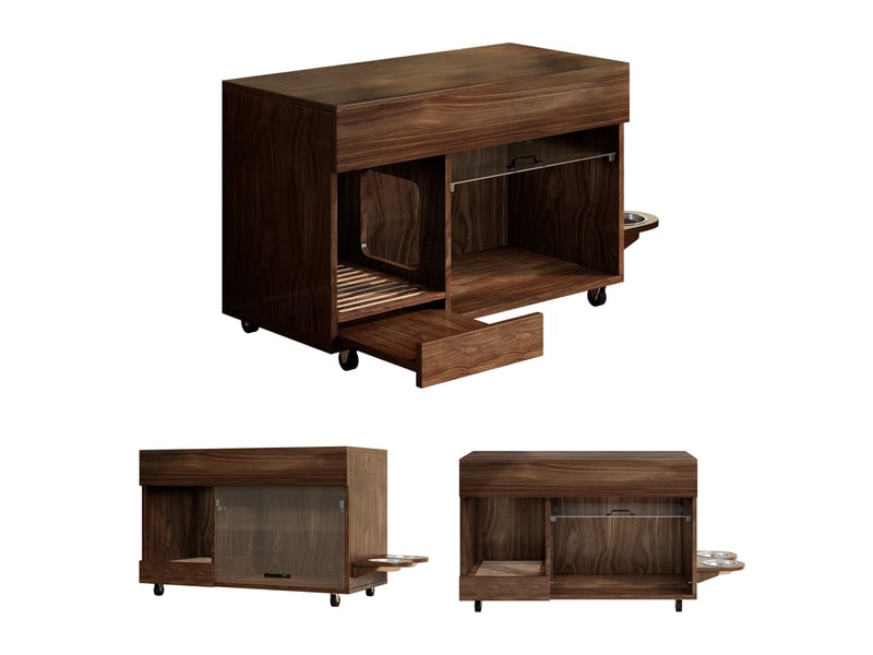  Meuble cache-litière avec rangement, maison de toilette discrète, noyer, 100 x 45.5 x 67 cm, mdf Fay Lum - Conforama D