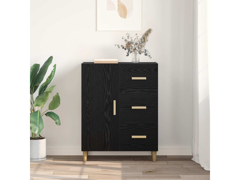 Buffet - bahut - meuble de rangement chêne noir 34 x 69,5 x 90 cm bois d'ingénierie - Conforama D