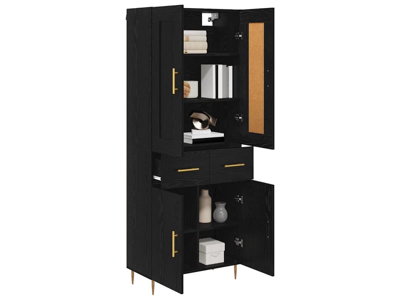  Buffet - haut armoire chêne noir 69,5 x 34 x 180 cm bois d'ingénierie  - Conforama C