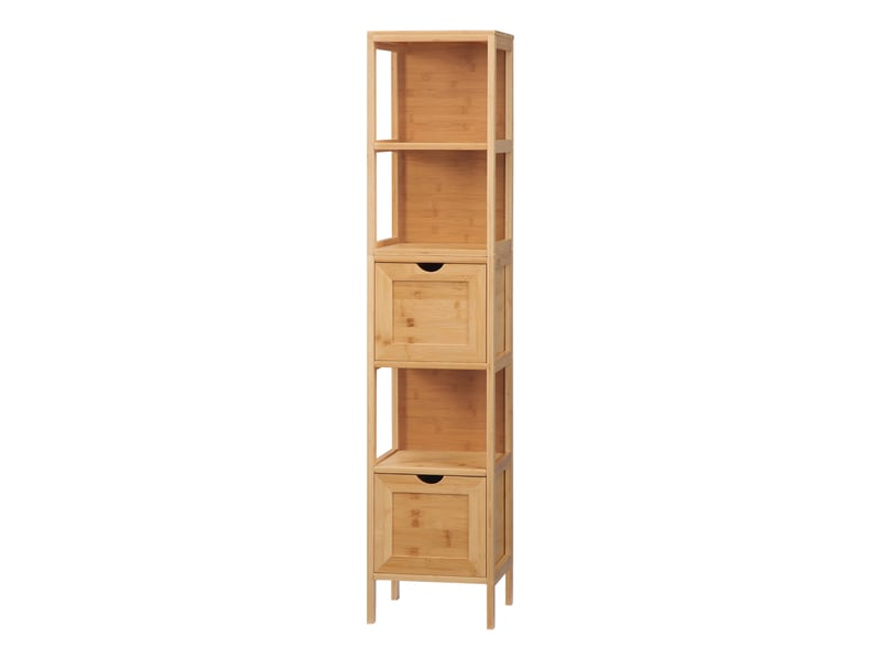  Meuble de salle de bain 3 étagères 2 tiroirs en bambou naturel 30 x 30 x 140 cm  - Conforama B