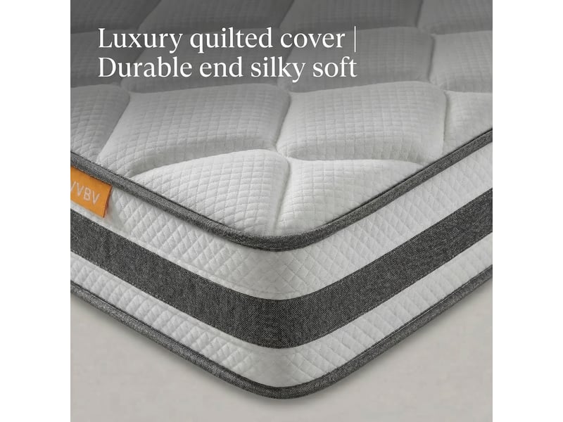  Matelas 140x200 cm - épaisseur 25 cm, indice h4, 7 zones, ressorts ensachés et deux couches de mousse, certifié oeko-tex, housse polyester, blanc Luxe haut de gamme - Conforama E