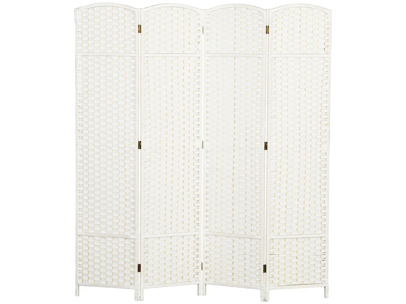 Paravent interieur en bois 4 panneaux 160 x 170 cm séparateur de pièce pliable pour salon, blanc, chambre à coucher  - Conforama B