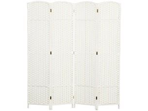 Paravent interieur en bois 4 panneaux 160 x 170 cm séparateur de pièce pliable pour salon, blanc, chambre à coucher