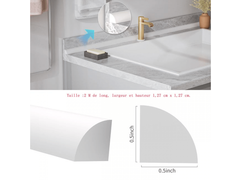 Moulure murale à coller, protection d'angle, décoration flexible pour carrelage et bords de murs, protection et décoration de meubles, 2m, blanc  - Conforama C