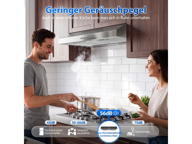 Hotte aspirante sous meuble 60 cm en acier inoxydable 430, débit 250 m³h, classe énergétique a+, 3 vitesses et éclairage led - Conforama D